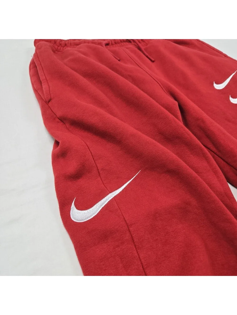 EUC Sz SMALL Nike NSW AllOver Swoosh Fleece Sweatpants University Red CJ4869-657
